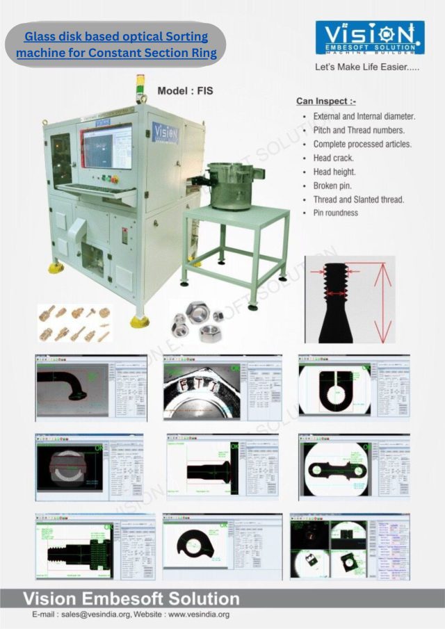 Glass disk based optical sorting machine for Constant section ring