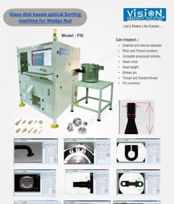 Glass disk based optical sorting machine for Wedge nut Glass disk based optical sorting machine for Wedge nut