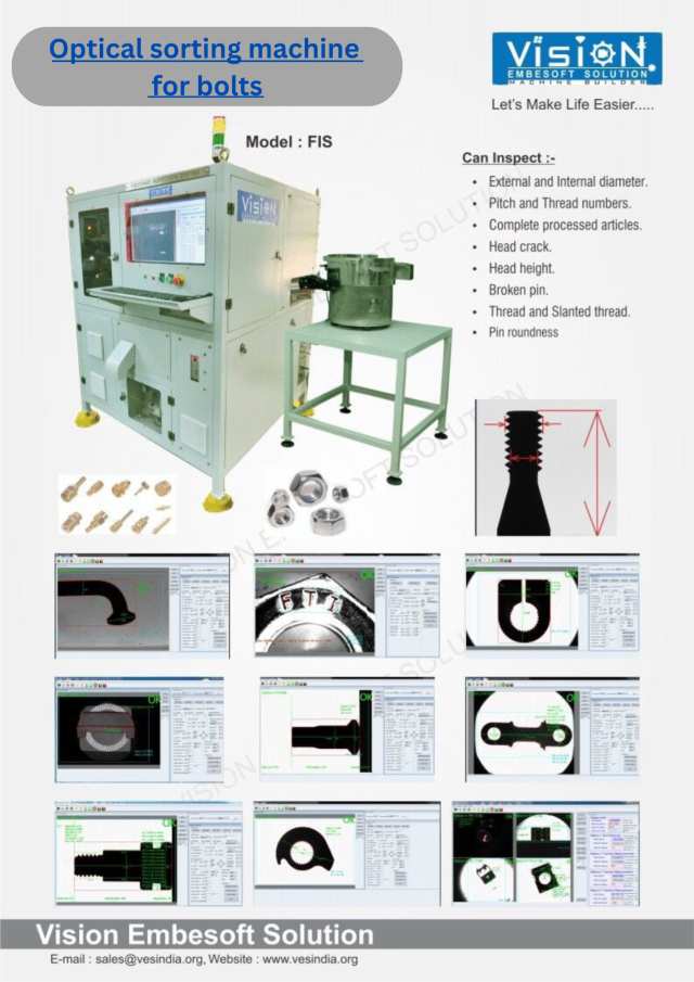 optical sorting machine for Bolts