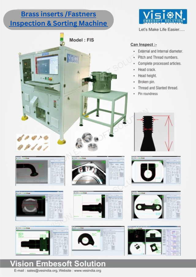 Brass inserts Inspection Sorting Machine