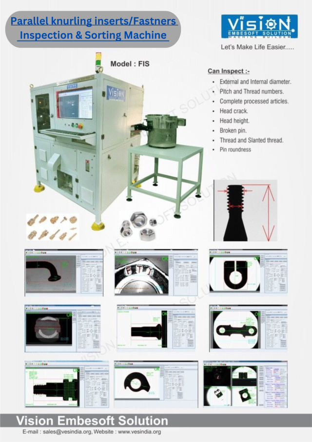 Parallel knurling inserts Inspection Sorting Machine