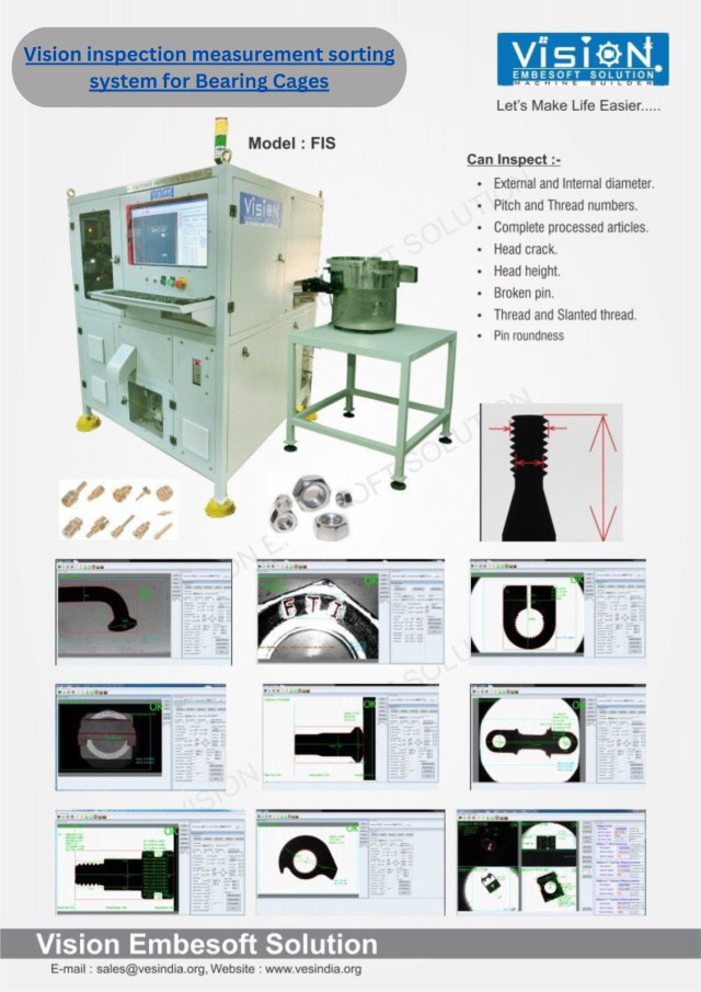 vision inspection measurement sorting system for Bearing Cages